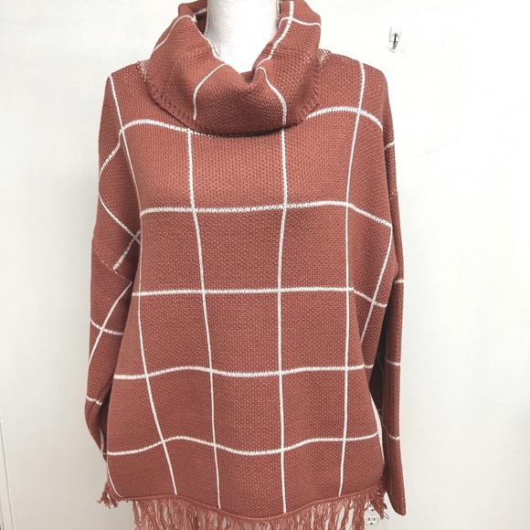 Absolutely Famous Sweaters - Absolutely Famous Terracotta Plaid Sweater Size 1X